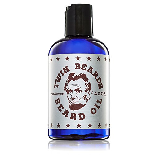 Twin Beards Sandalwood Beard Oil for Men | Beard Conditioner for Men | Essential Beard Care | Beard Softener for Men during Beard Growth | Beard Moisturizer | Mens Beard Oil Sandalwood | 4 oz