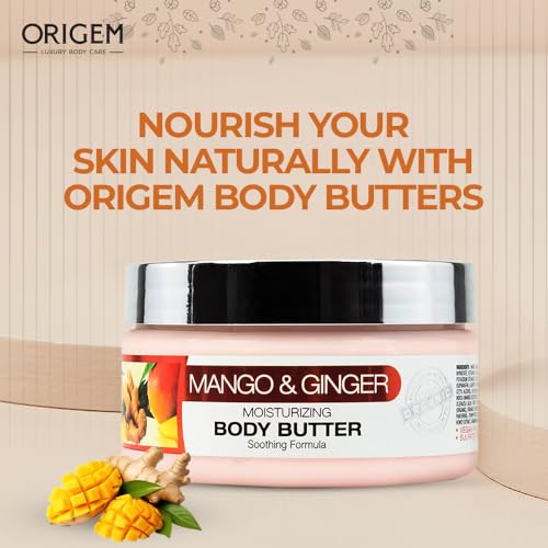 ORIGEM Body Butter for Dry Skin ? Ultra-Nourishing & Hydrating Cream with Mango, Ginger, Argan Oil, Shea Butter & Honey ? Moisturizer for Smooth, Glowing Skin ? 8 Oz