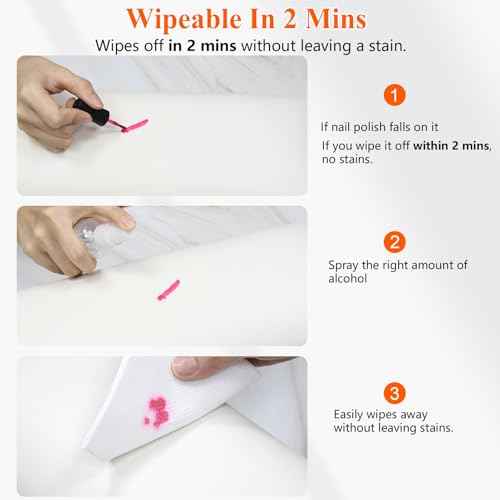 Erasable Arm Rest for Nails Tech, Luxury Nail Arm Rest White Manicure Hand Rest for Nails Tech with Non-Slip Aluminum Alloy Legs, Cleanable Technology Leather