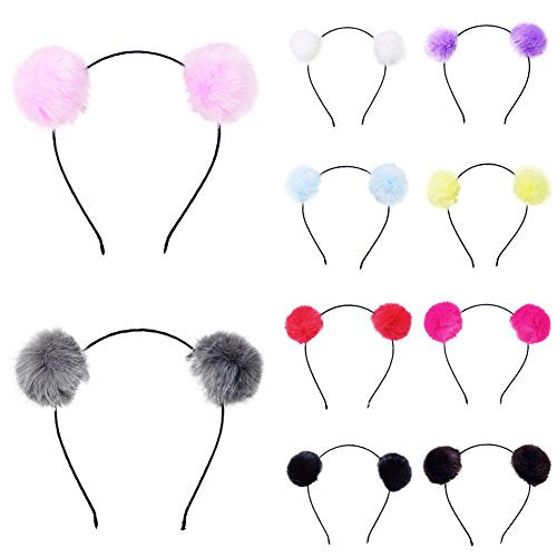 BAOPLAYKIDS BAOBAO Faux Fluffy Rabbit Fur Ball Cat Ears Panda Hair Hoop Headband Xmas Party Cosplay