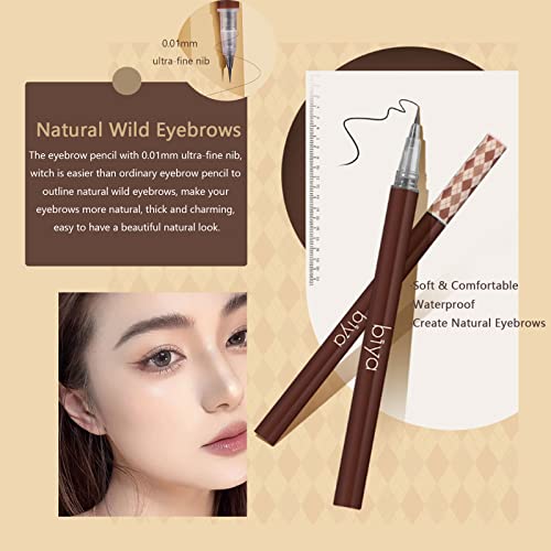 Liquid Eyebrow Pencil Set - Ultra Fine Tip, Waterproof, Gray & Brown