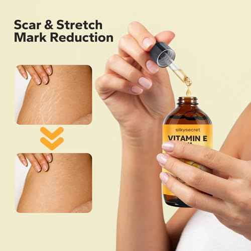 Organic Vitamin E Oil (4.05 Fl Oz), 50,000 IU Face and Body Moisturizer with Almond, Jojoba, and Rosehip Oils, Skincare & Face Moisturizer for Healthy Radiant Skin