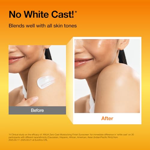 ANUA Zero-Cast Moisturizing Sunscreen SPF 50 for Face - Glow Formula