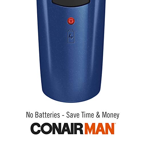 ConairMAN Beard Trimmer for Men Includes Nose and Ear Hair Trimmer and with 5-Position Comb Attachment, 5 piece Men's Grooming Kit, Battery Operated