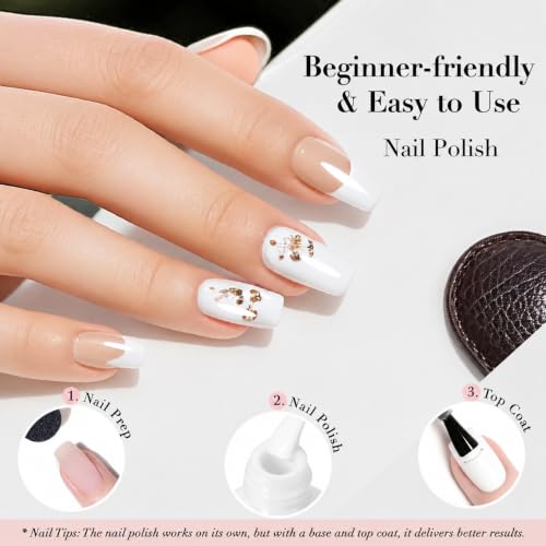 AZUREBEAUTY Warm White Nail Polish - Quick Dry Glossy Finish (18ml)