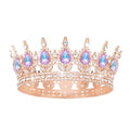 Rose Gold & Violet Rhinestone Wedding Crown Tiara