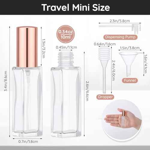 Segbeauty 60pcs 0.34oz Glass Perfume Bottles Empty, Travel Perfume Bottle Refillable, 10ml Mini Glass Spray Bottles, Bulk Fine Mist Small Cologne Sprayer, Fragrance Atomizer with Dispensing Tool