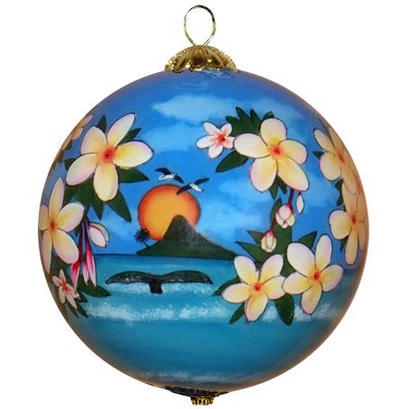 Collectible Hawaiian Christmas Ornament - Morning Glory White Plumeria MP/H