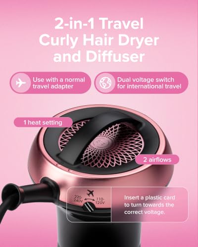 Bellissima Curly Hair Dryer with Diffuser | Dual Voltage 2-in-1