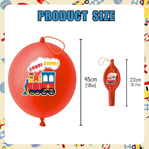 Train Party Favors Set - 72 Piece Bundle with Balloons & Tattoos