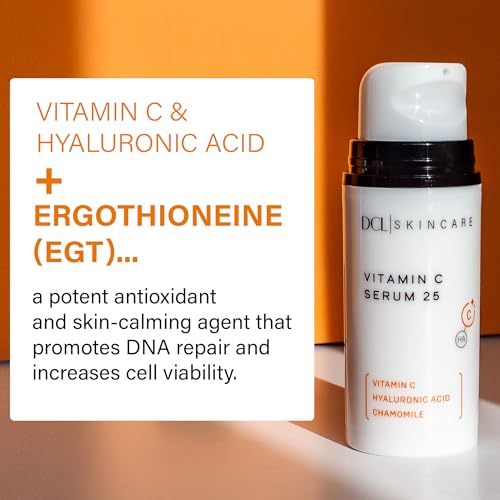 DCL Skincare Vitamin C Serum 25 with Ethyl Ascorbic Acid & Hyaluronic Acid, 1 fl oz