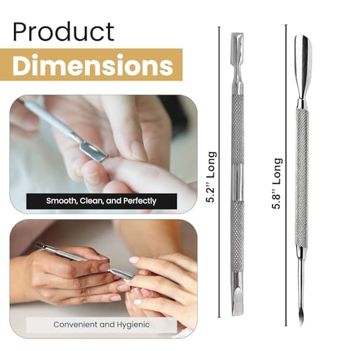 Stainless Steel Cuticle Pusher & Nail Cleaner Tool Set - Dual Sided (2 Pack)