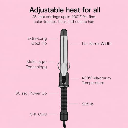Conair 1-Inch Curling Iron for All Hair Types with Adjustable Heat