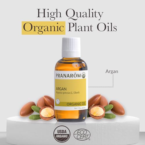 Pranarom - USDA Certified Organic Moroccan Argan Virgin Plant Oil - 2 fl oz Glass Bottle - Mositurize, Protect, & Nourish - Hair, Skin, & Nails