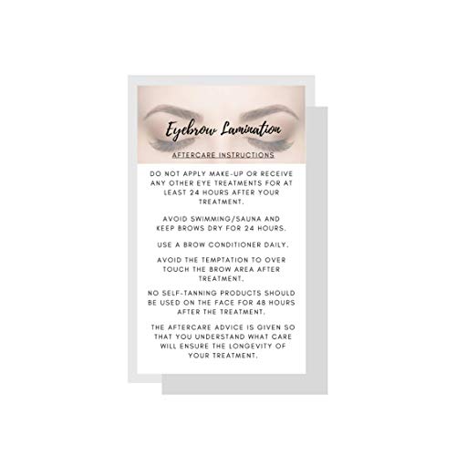 Eyebrow Lamination Aftercare Instruction Cards | 50 Printed