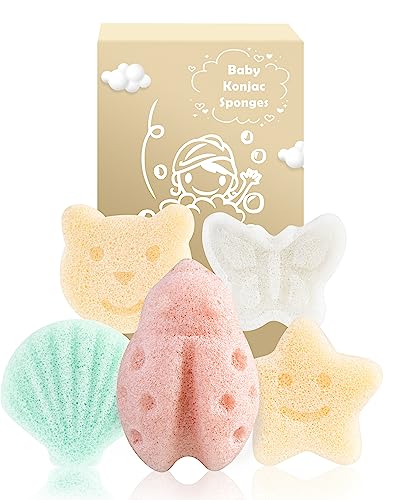 MoHern Konjac Baby Sponge Set, 5Pc Natural Plant-Based