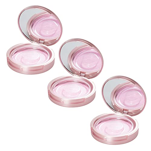 Qeuly 3 Pack Eyelash Case, Circle lash Packaging Case with Makeup Mirror, Eyelash Storage Empty Box with False Eyelash Holder for Women and Girls (Rose Gold)
