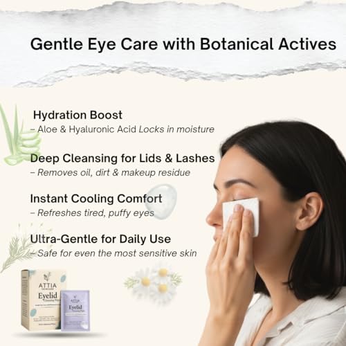 Tea Tree Oil Eyelid Wipes for Sensitive Eyes, 30 Count