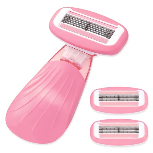 Keropy Pink Self-Lubricating 5-Blade Razor for Women with Travel Case