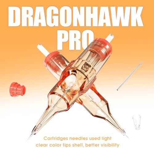 Dragonhawk Pro Tattoo Needles Cartridges, 1207RL Round Liner Pro Needles Pins for Super Artists, 20Pcs Disposable
