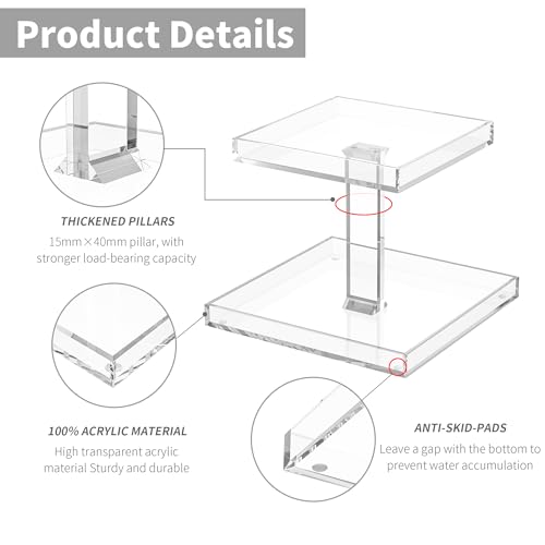 2-Tier Perfume Tray,Clear Perfume Organizer for Dresser and Counter,Acrylic Perfume Stand Organizer Vanity Trays Makeup Storage Holder for Bedroom Decor (10x8)