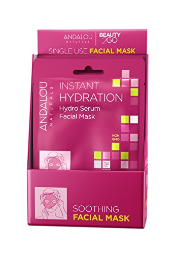 Andalou Naturals Instant Brighten and Tighten Hydro Serum Facial Mask, Single Face Mask, 0.6 Ounce (Pack of 6)