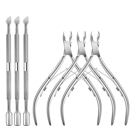 TANPIUS 6-Piece Stainless Steel Cuticle Trimmer & Pusher Set for Nails