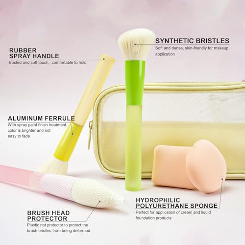18-Piece Makeup Brush Set with Storage Bag & Sponges