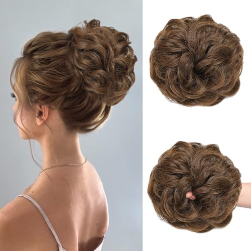 MSBELLE Messy Bun Hair Piece Wavy Curly Fake Hair Buns Synthetic Scrunchie Messy Bun Natural Extensions Updo Hair Pieces for Women (86H10, Q5PLUS)