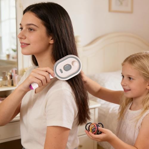Pink Rechargeable Spray Detangling Hair Brush with Oil Diffuser & Measuring Cup