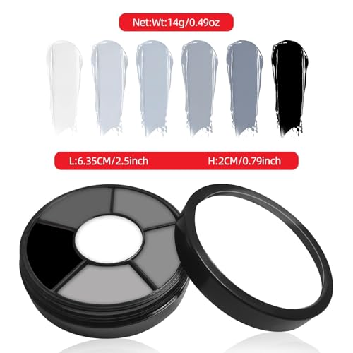 Go Ho 6 Color Grey Face & Body Paint Palette - Washable SFX Halloween Makeup