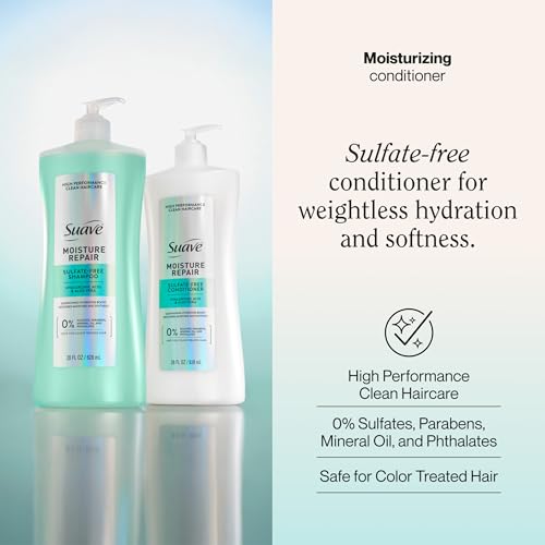 Suave Moisture Repair Conditioner 28 FL OZ - Sulfate-Free Hydration with Hyaluronic Acid & Aloe Vera