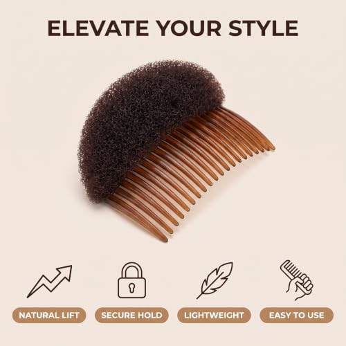 Brown Hair Bun Maker Kit - 2pc Sponge Foam Inserts with Clips for Braids & Updos