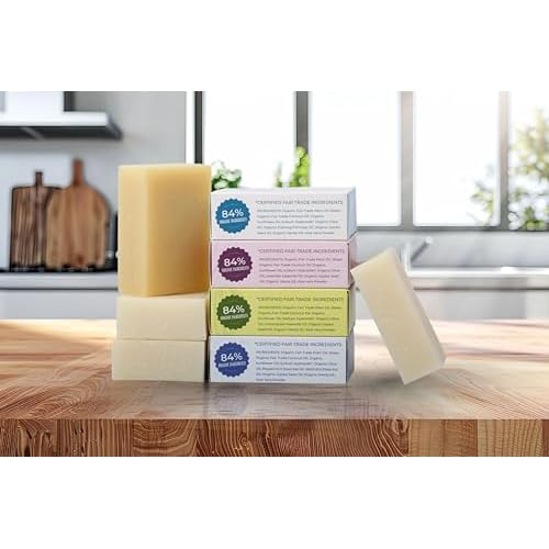 Adams Handmade Soap Variety Pack ? 4 Bar Set: Unscented, Peppermint, Lavender, Lemongrass | Vegan, Cold Process, 84% Organic, Essential Oils, USA Made