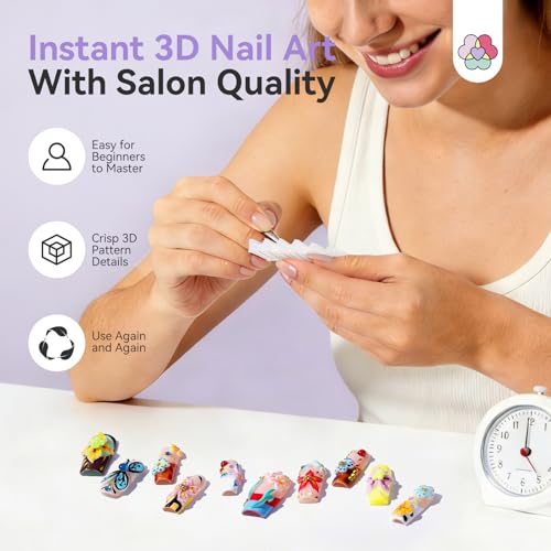 SAVILAND 3D Silicone Nail Molds - 5 Piece Flower Shell Letter Set