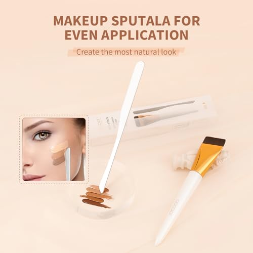 Docolor Flat Foundation Brush Set with Stainless Steel Spatula
