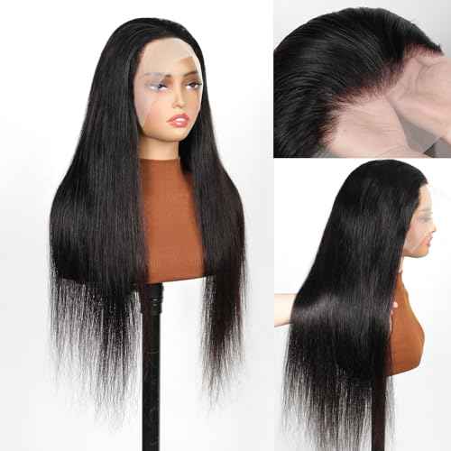 Full Lace Human Hair Wigs 16 Inch Glueless Straight Lace Wigs Human Hair Wig For Women 100% Handmade Invisible Full Lace Wig Natural Black