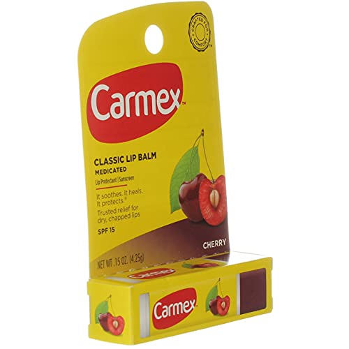 Carmex Cherry Flavor Lip Balm SPF 15 0.15 oz (Stick in Carded box)