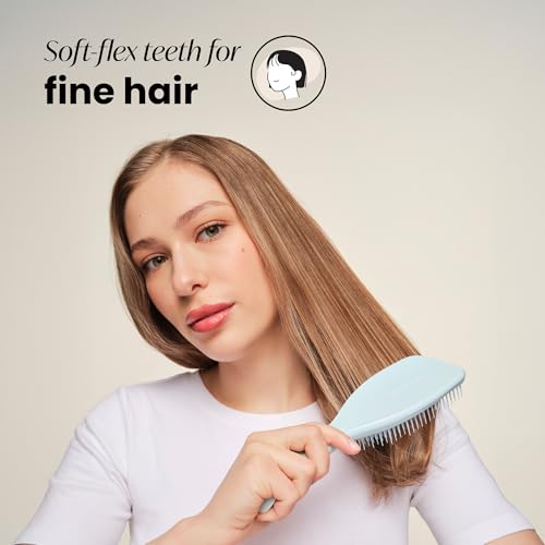 Tangle Teezer Fine & Fragile Detangler Hairbrush Duo, Eliminates Knots & Reduces Breakage, Large & Travel-Size, Blue & Mint