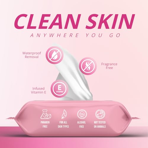 Air Jungles Makeup Remover Wipes 25 Count (Pack of 2), Alcohol-Free & Fragrance-Free, Extra Large Facial Towelettes for Face & Eyes, Removes Waterproof Makeup, Infused with Vitamin E