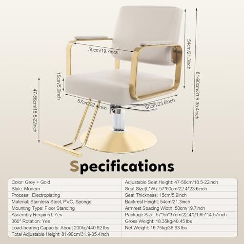 Professional Barber Chair 440lbs Weight Capacity Hydraulic Salon Chair