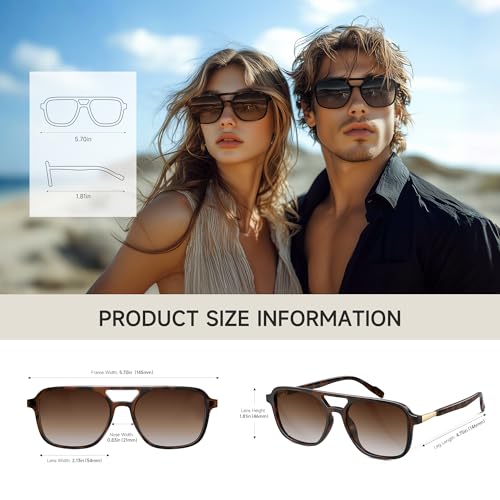Retro Polarized Aviator Sunglasses for Men & Women - UV Protection