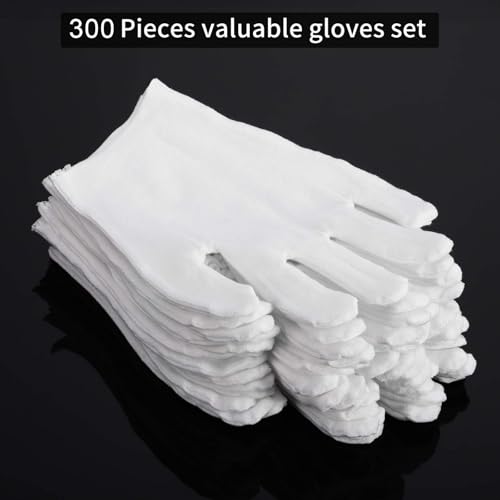 Frienda 300 Pcs White Cotton Gloves Bulk – Soft Breathable Reusable Large
