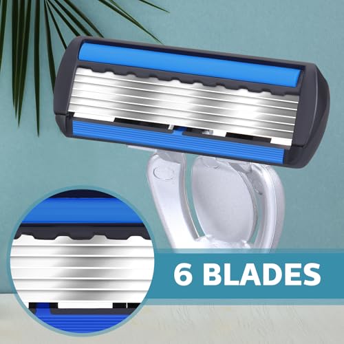 Leriton 28-Piece Refillable Men's Razor Set with 6-Blade Safety Razor & Cartridges