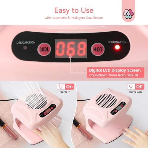 SAVILAND Nail Dryer Professional Upgrad: 3X Quick Drying Nail Dryer for Regular Polish Acrylic Dip Powder Nail Dehydrator Primer Nail Polish Dryer Fan with Hot & Cold Air Must Have Nail Tech Supplies