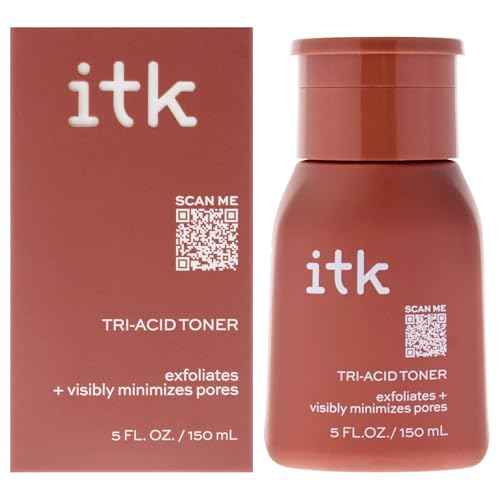 ITK Tri-Acid Facial Toner with AHA, BHA, PHA + Niacinamide - Exfoliate Face + Minimize Pores - Salicylic + Lactic Acid - Brighten Dark Spots + Glow, 5 Fl Oz