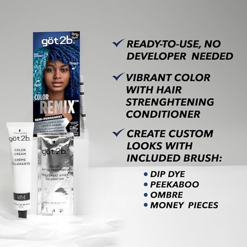 Got2B Color Remix Semi-Permanent Hair Dye, Blue Euphoria