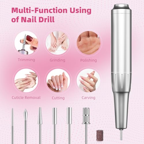 Professional Electric Nail Drill Machine, KYOEON Portable 50000 RPM Nail Drill Tools Kit Supplies with Accessories for Women High Speed Nail File Art Tools for Nail Techs or Salon Home
