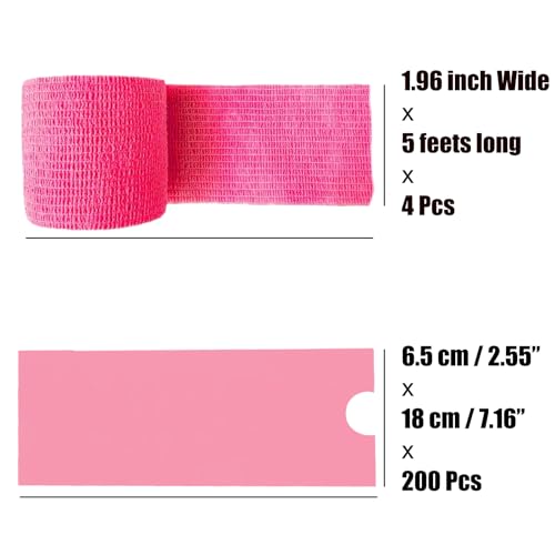 200 Pink Tattoo Pen Covers + 4 Grip Tapes Set