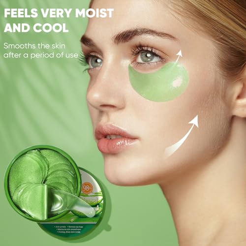 Under Eye Mask - 60 PCS Aloe Vera Under Eye Patches-Under Eye Patches for Dark Circles,Eye Puffiness & Dark Circles Treatment,Reduces Wrinkles & Fine Lines,Improves & Firms Eye Skin